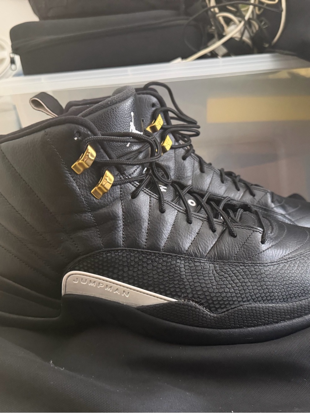 Jordan Men's Black Sneakers with Gold Accents
